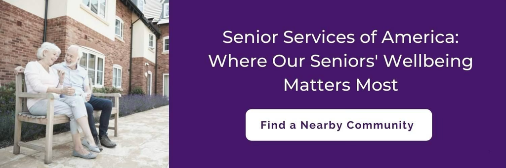 Senior Services of America banner in purple